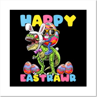 Happy Easter Bunny Dinosaur Egg Rabbit Ears Posters and Art